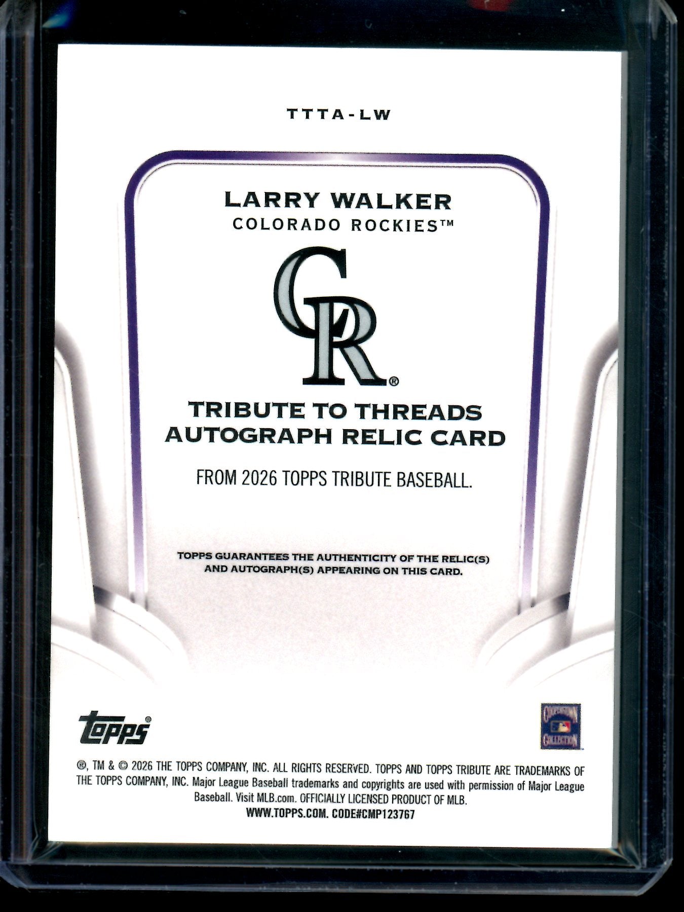 2026 Topps Tribute Larry Patch Autograph Refractor /99 Rockies