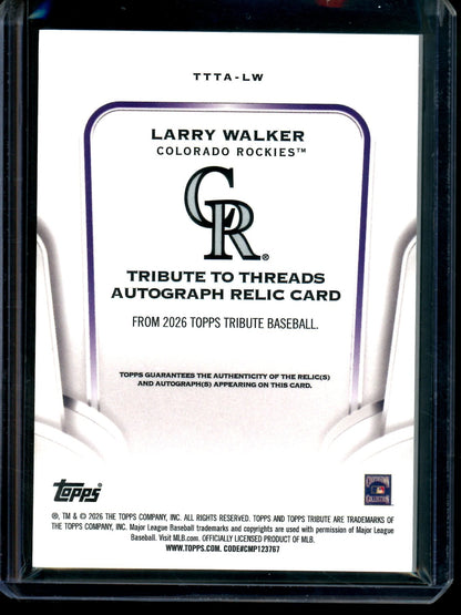 2026 Topps Tribute Larry Patch Autograph Refractor /99 Rockies