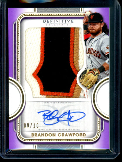 2022 Topps Definitive Brandon Crawford Autograph Relic /10 Giants