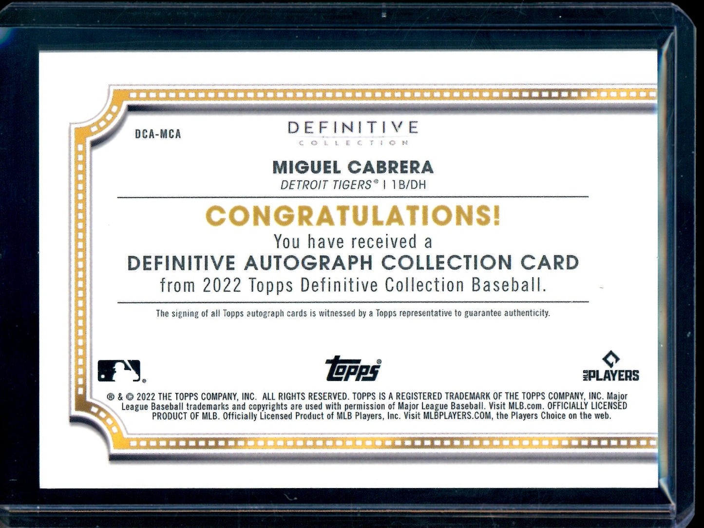 2022 Topps Definitive Miguel Cabrera Autograph /25 Tigers