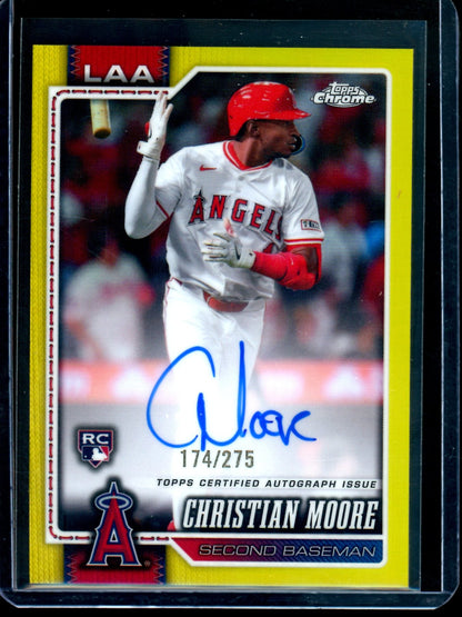 2026 Topps Chrome Christian Moore Yellow Refractor Autograph /275 Angels