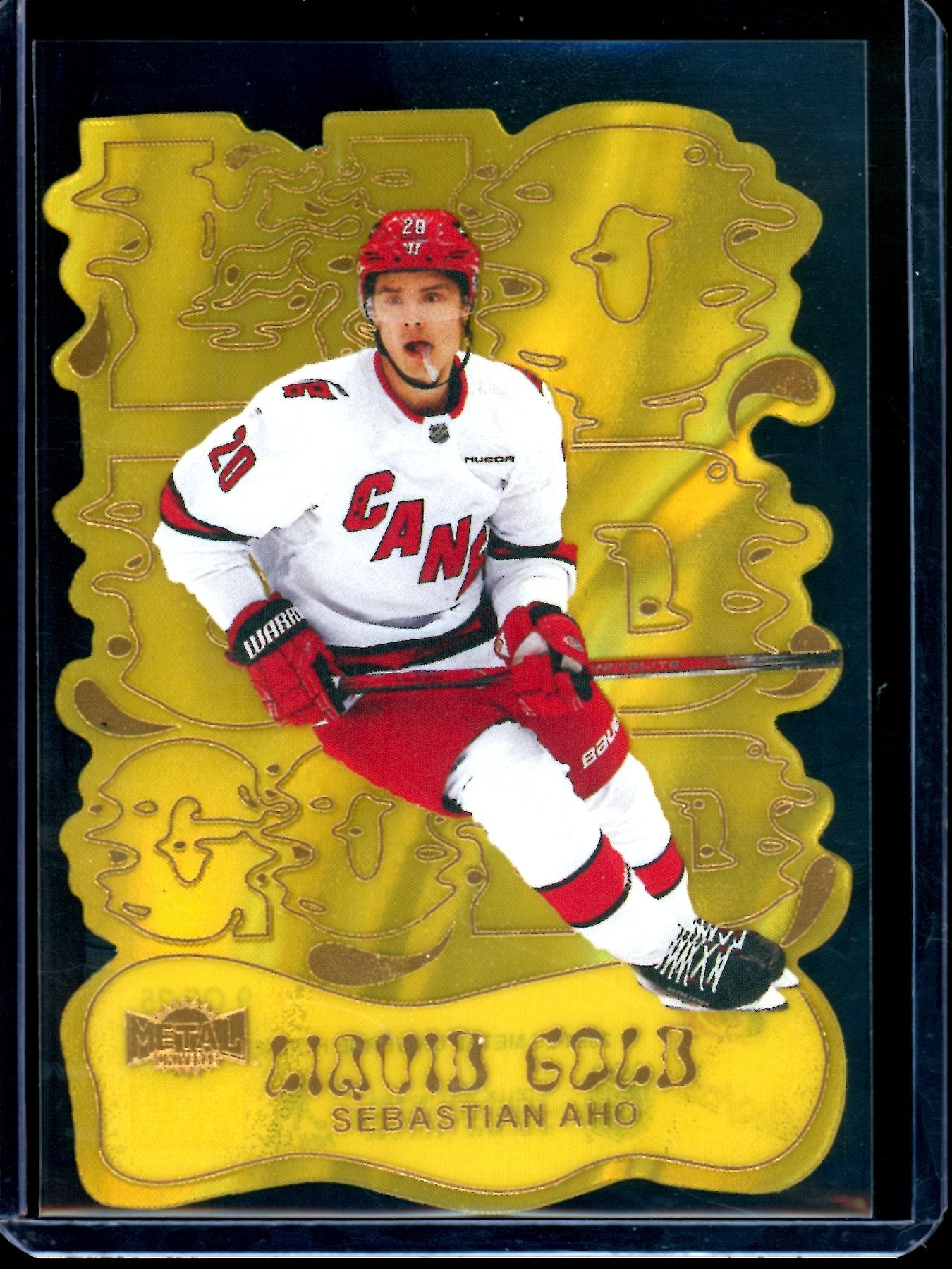 2025 Upper Deck Metal Sebastian Aho Liquid Gold 9 of 25 Hurricanes