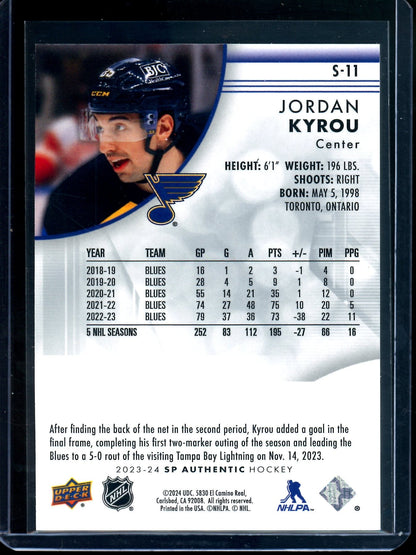 2024 Upper Deck SP Authentic Jordan Kyrou Spectrum FX 1/1 Blues