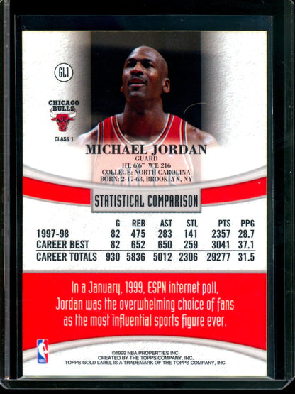 1999 Topps Gold Label Michael Jordan Refractor #GL1 Bulls