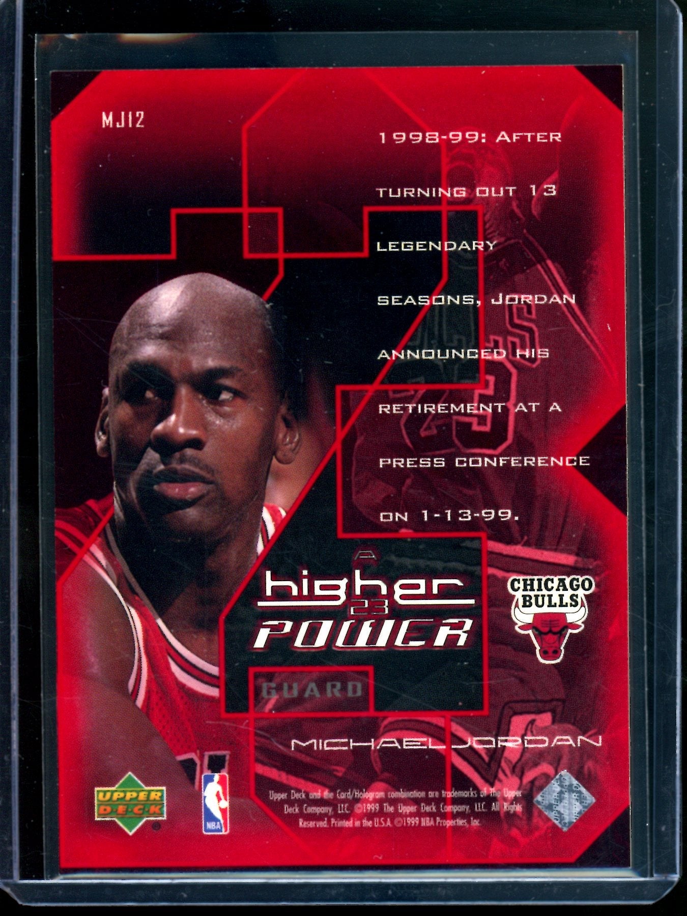 1999 Upper Deck Michael Jordan A Higher Power Refractor Bulls