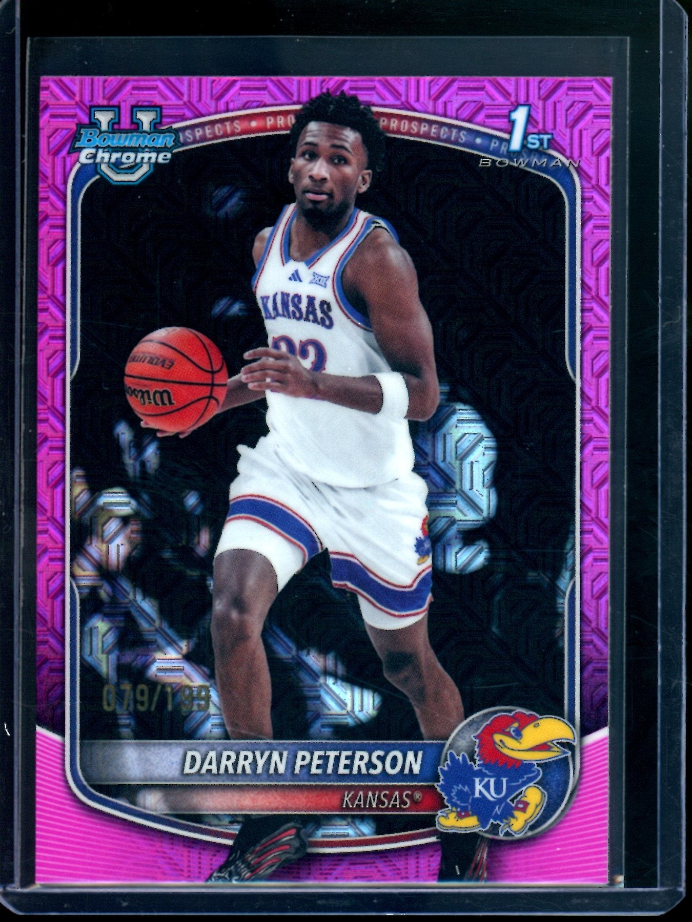 2025 Bowman Chrome Darryn Peterson 1st Magenta Mojo Refractor /199 Jayhawks