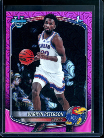2025 Bowman Chrome Darryn Peterson 1st Magenta Mojo Refractor /199 Jayhawks