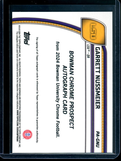 2024 Bowman U Chrome Garrett Nussmeier 1st Autograph Gold Shimmer LSU