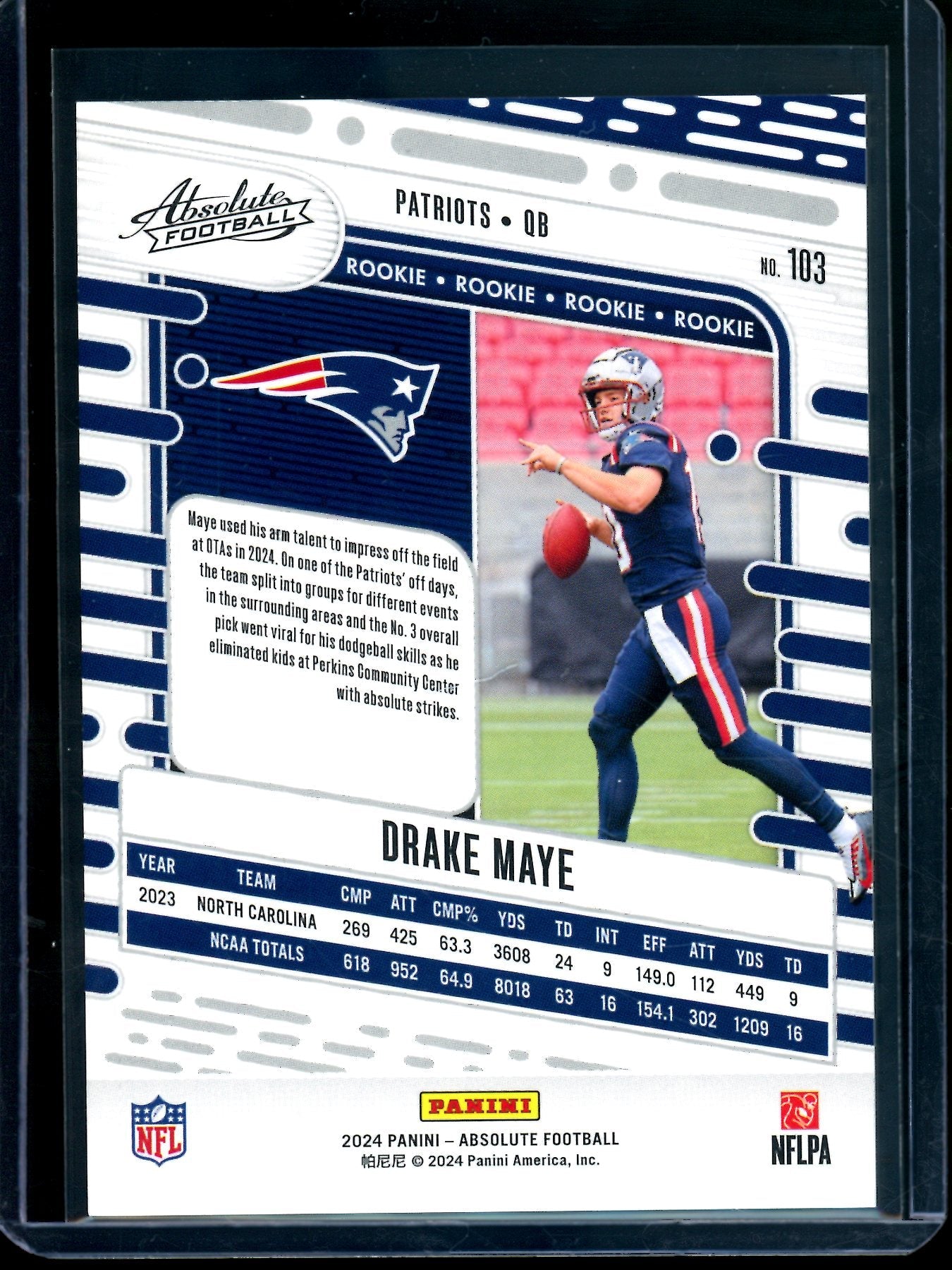 2024 Panini Absolute Drake Maye Orange Rookie /299 Patriots