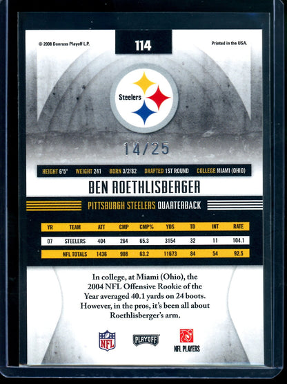 2008 Panini Absolute Ben Roethlisberger Spectrum Foil /25 Steelers
