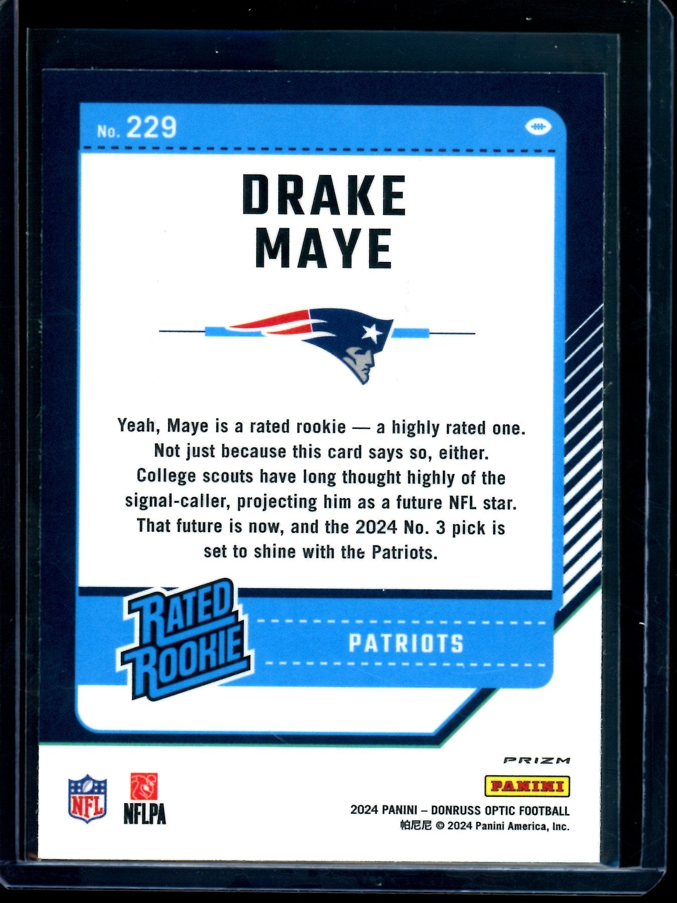 2024 Panini Optic Drake Maye Green Lazer Rated Rookie Patriots