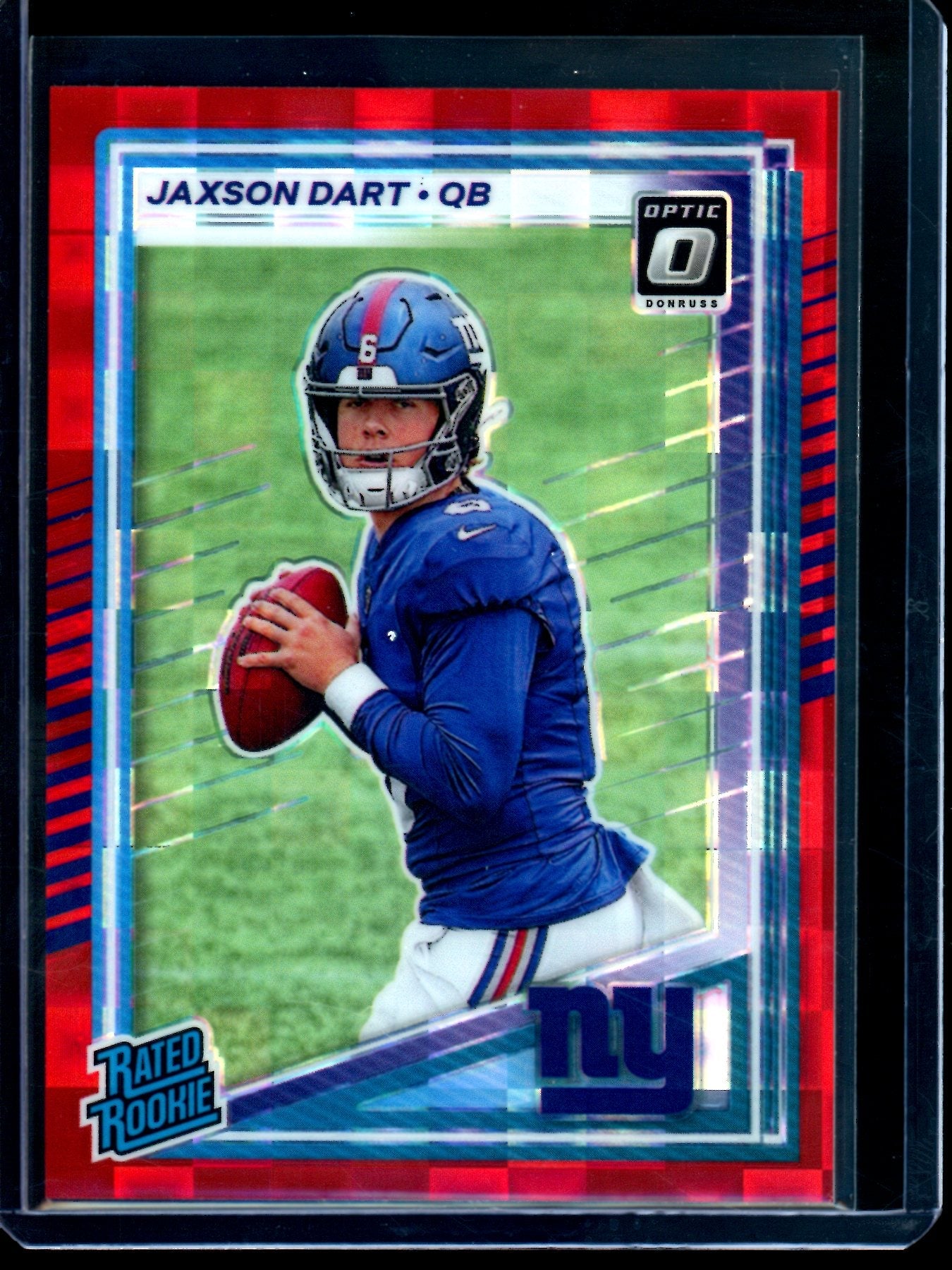 2025 Panini Optic Jaxson Dart Red Pandora Rated Rookie Giants