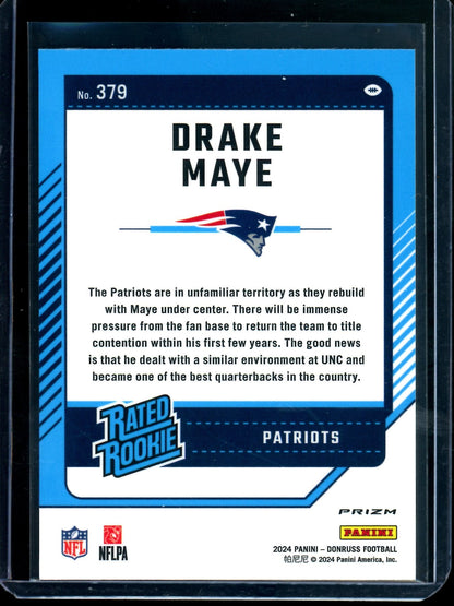 2024 Panini Optic Drake Maye Red Wave Rated Rookie Patriots