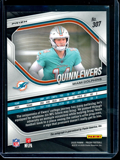 2025 Panini Prizm Quinn Ewers Disco Rookie Autograph Dolphins