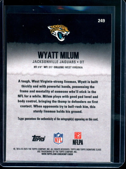 2025 Topps Signature Class Wyatt Milum Orange Lava Rookie Auto /50 Jaguars