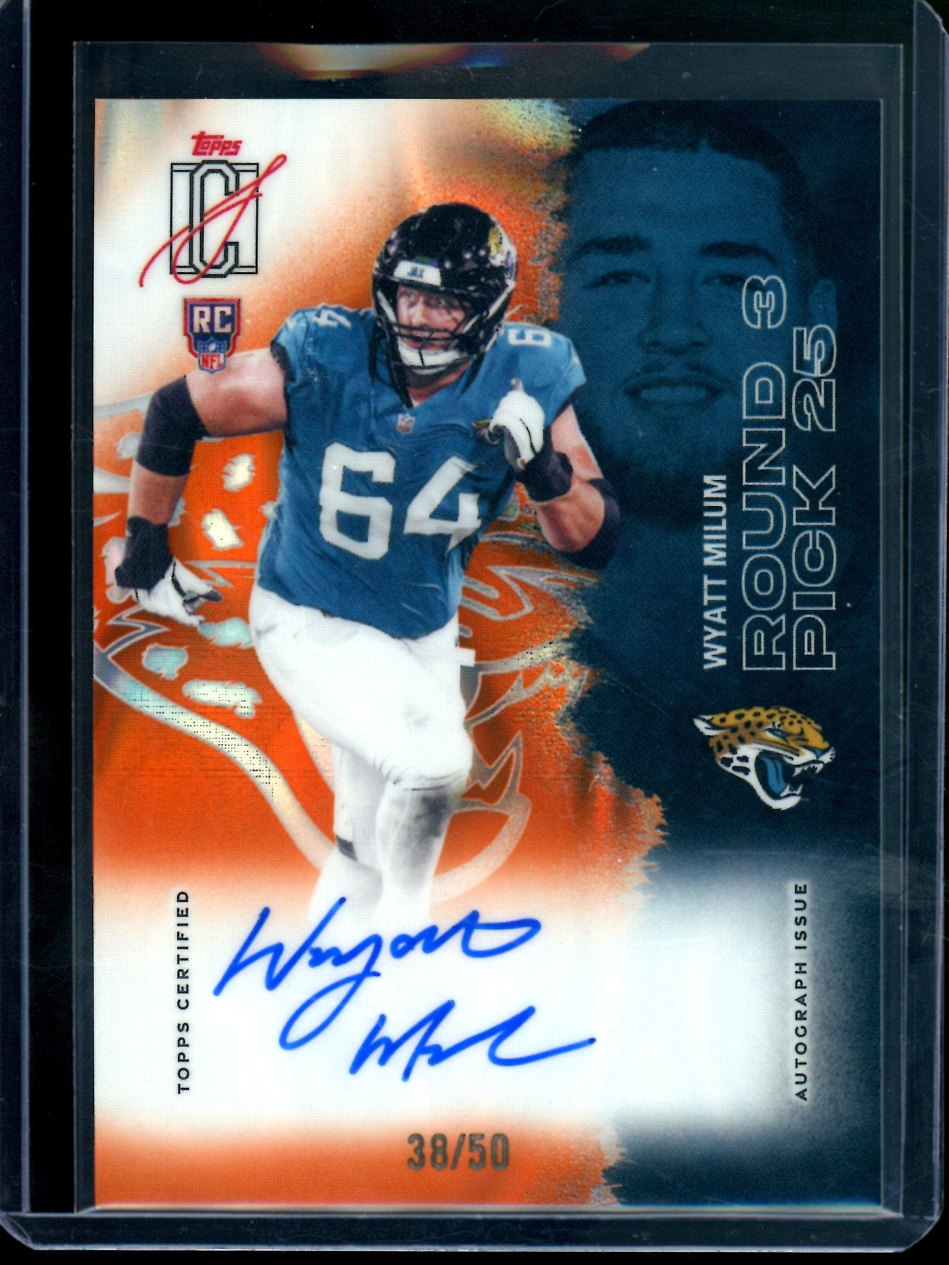 2025 Topps Signature Class Wyatt Milum Orange Lava Rookie Auto /50 Jaguars