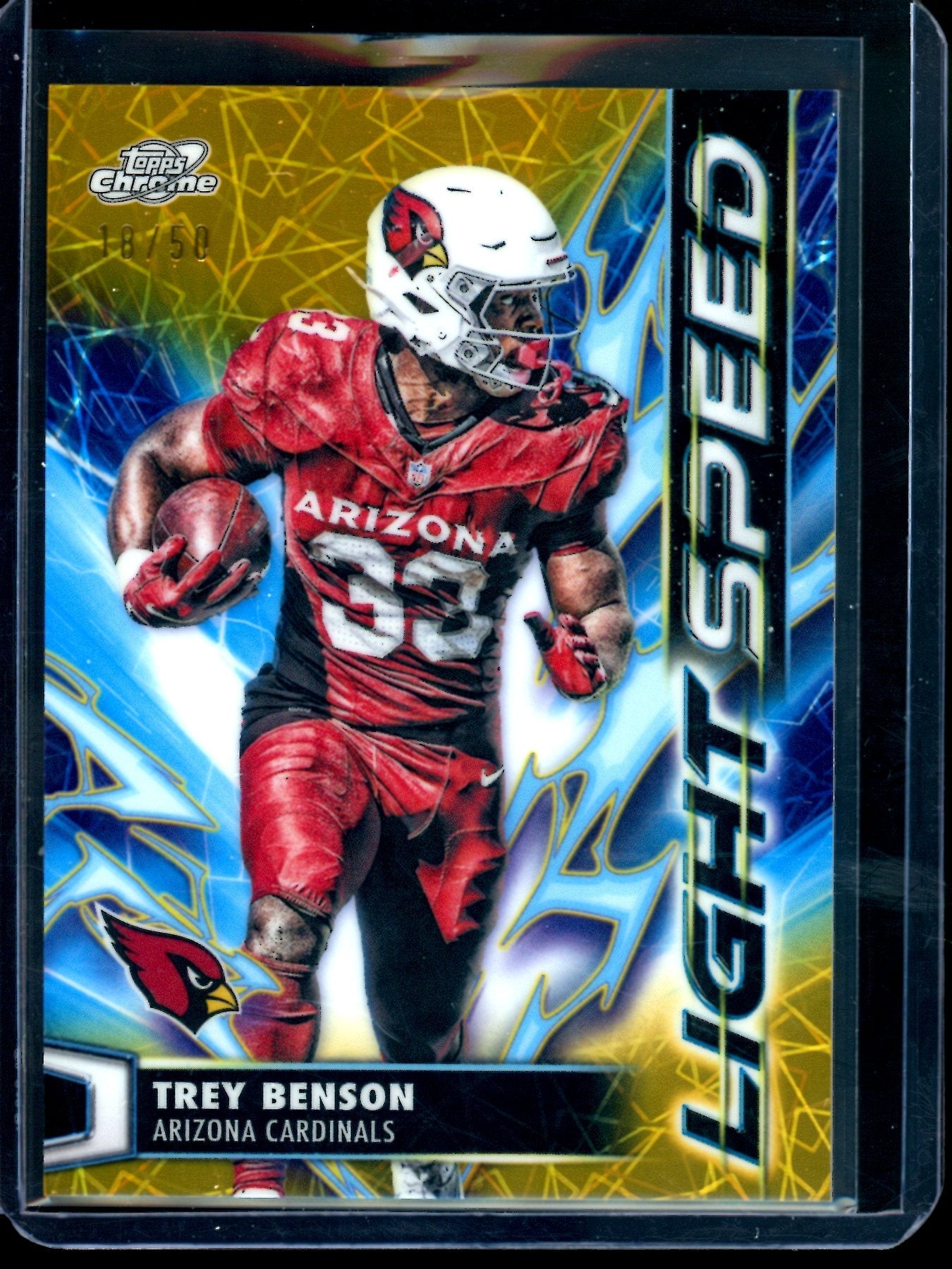 2025 Topps Cosmic Chrome Trey Benson Light Speed Gold Lazer /50 Cardinals