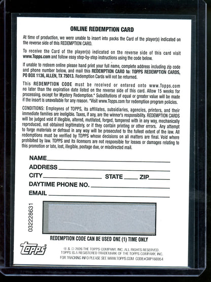 2025 Topps Chrome Cosmic Jahmyr Gibbs Solar Flares Signature Gold Interstellar Refractor Redemption Lions