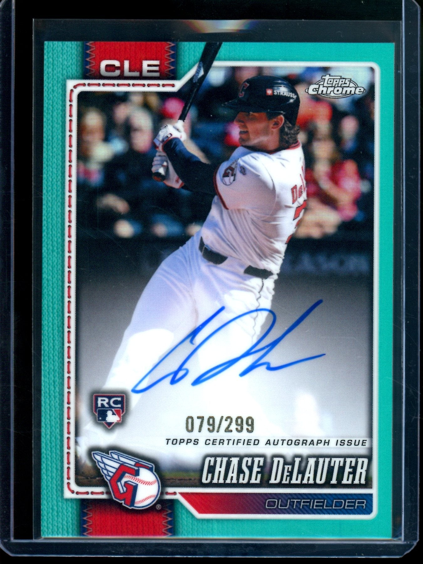 2026 Topps Chrome Chase DeLauter Aqua Refractor Rookie Auto /299 Guardians
