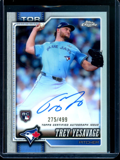 2026 Topps Chrome Trey Yesavage Refractor Rookie Autograph /499 Blue Jays