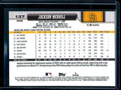 2026 Topps Chrome Jackson Merrill Image Variation Padres