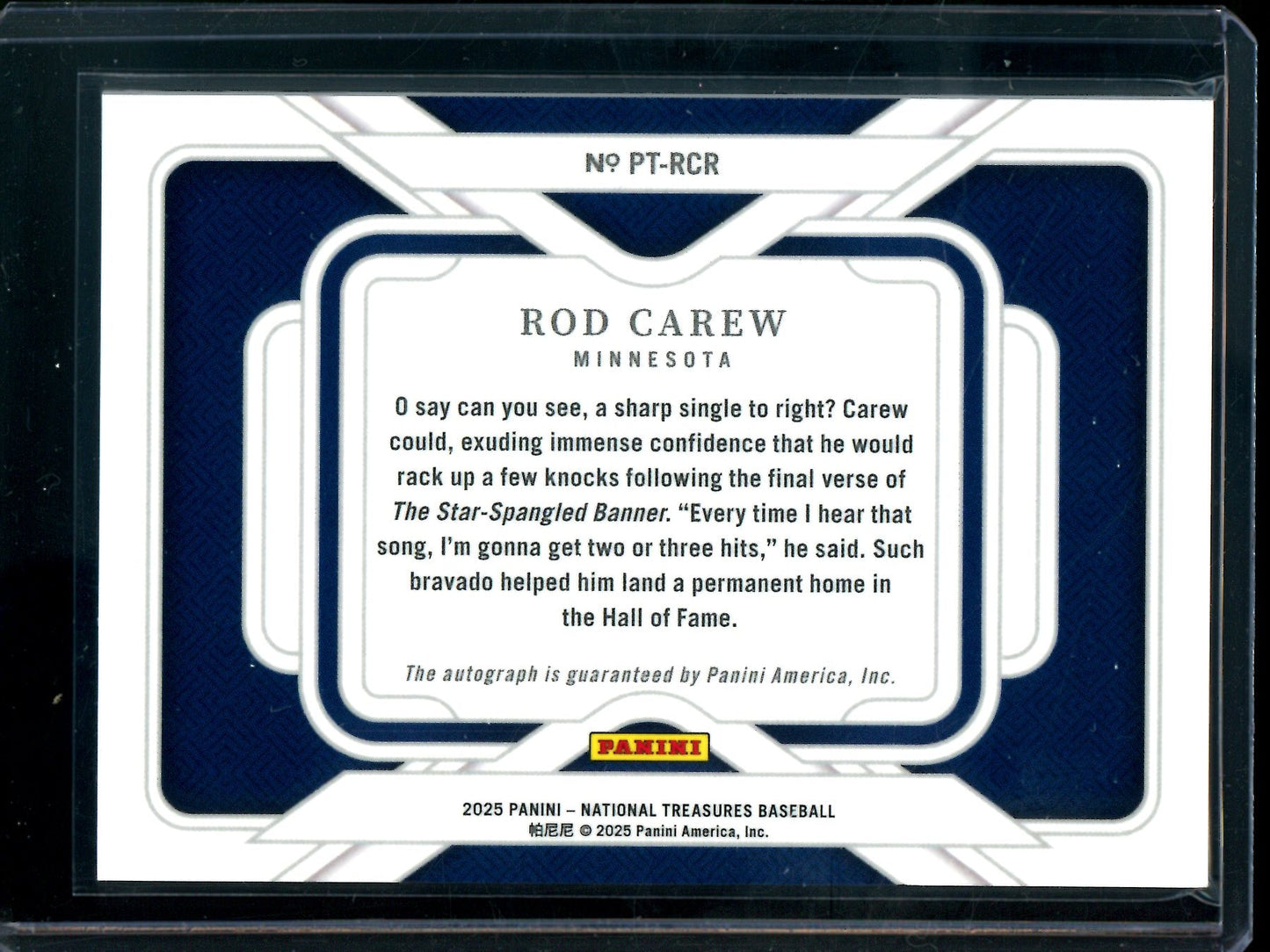 2025 Panini National Treasures Rod Carew Personalized Treasures Autograph /99 Twins
