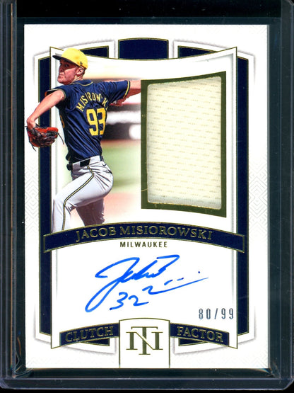 2025 Panini National Treasures Jacob Misiorowski Clutch Factor Patch Autograph /99 Brewers