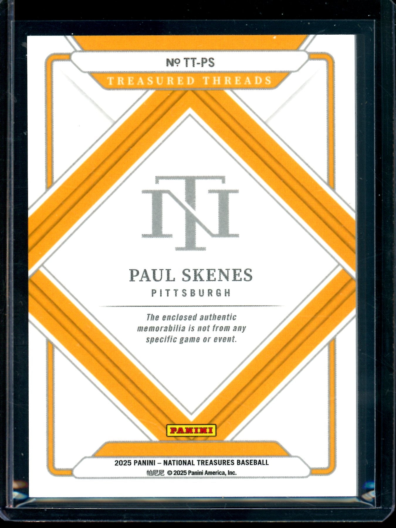 2025 Panini National Treasures Paul Skenes Treasured Threads /49 Pirates