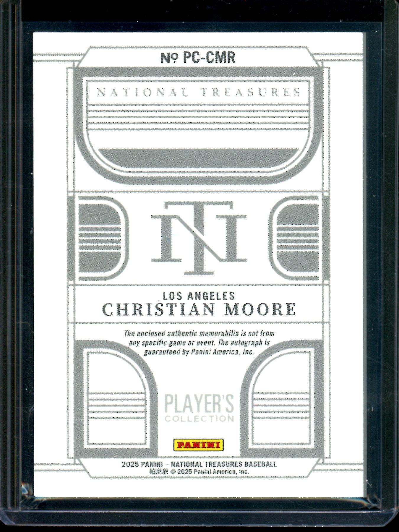 2025 Panini National Treasures Christian Moore Players Collection Triple Patch Autograph /99 Angels