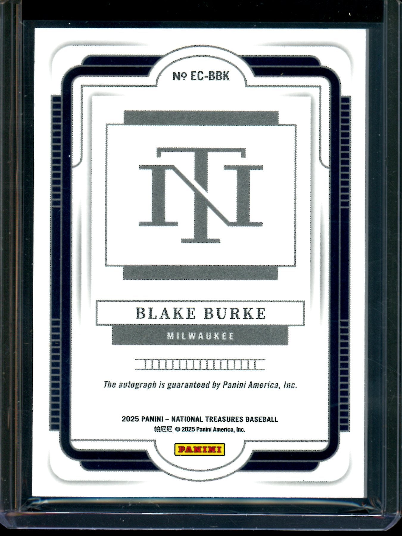 2025 Panini National Treasures Blake Burke Ecklar's Choice Autograph /99 Brewers