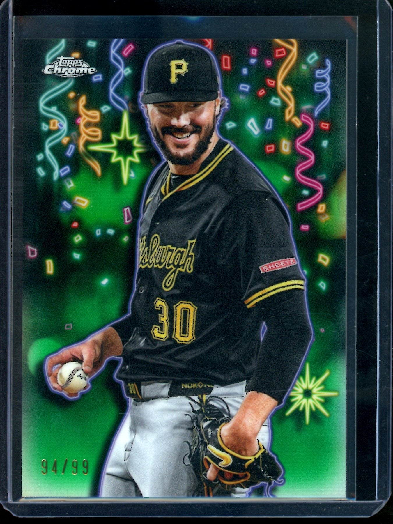 2025 Topps Chrome Paul Skenes Celebracion SP Green /99 Pirates