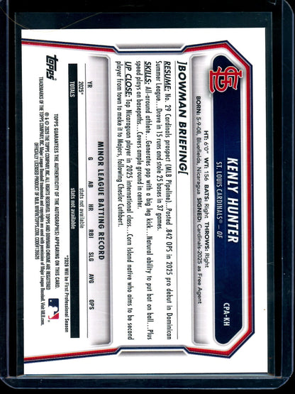 2026 Bowman Chrome Kenly Hunter 1st Autograph Cardinals