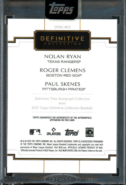 2025 Topps Definitive Nolan Ryan / Roger Clemens / Paul Skenes Autograph Collection 1/1