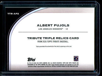 2026 Topps Tribute Albert Pujols Triple Relic /99 Dodgers