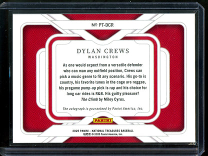 2025 Panini National Treasures Dylan Crews Rookie Autograph /5 Nationals