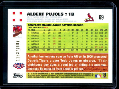 2007 Topps Opening Day Albert Pujols Gold /2007 Cardinals