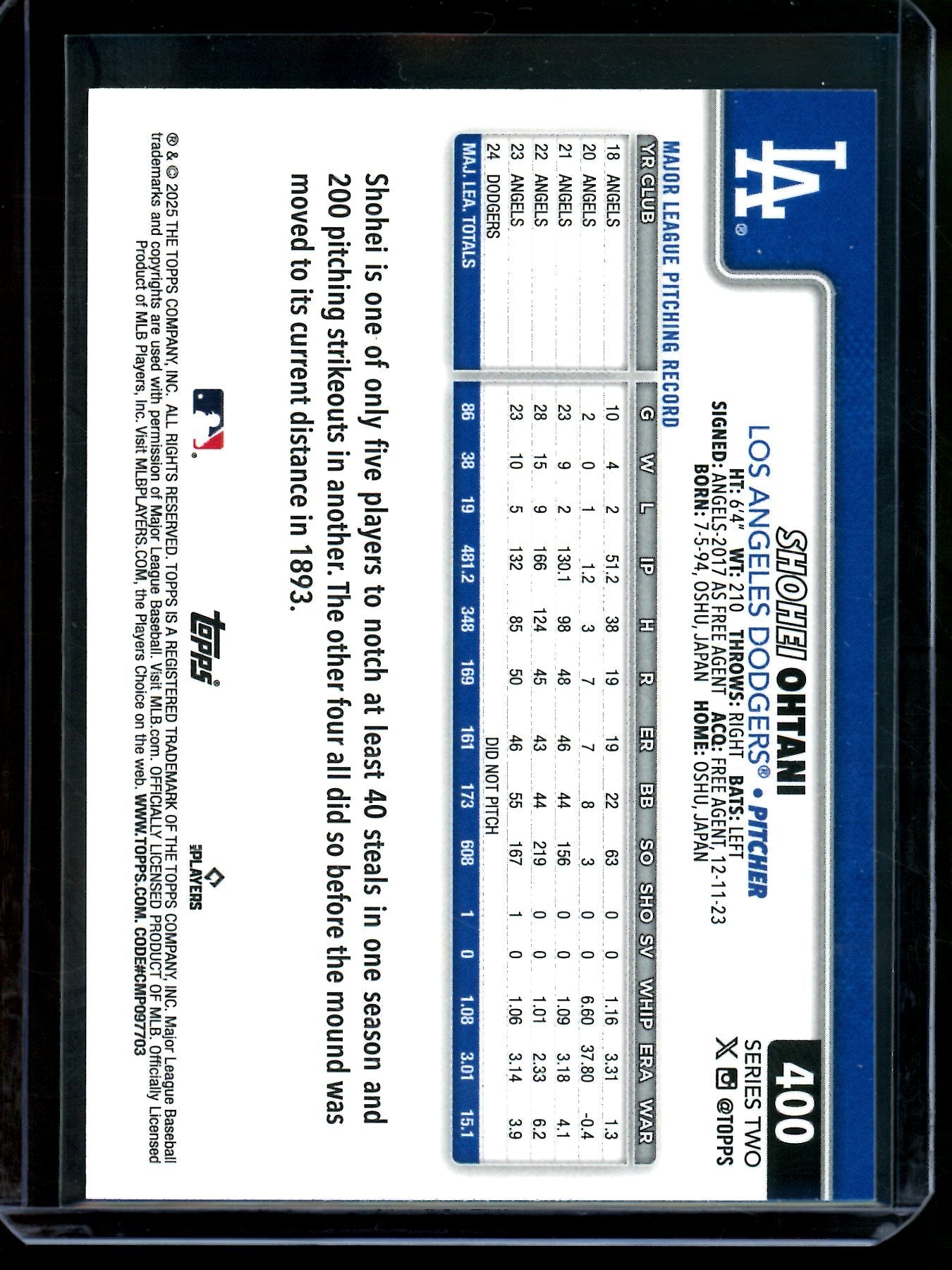 2025 Topps Series Two Shohei Ohtani True Image Variation SP Dodgers
