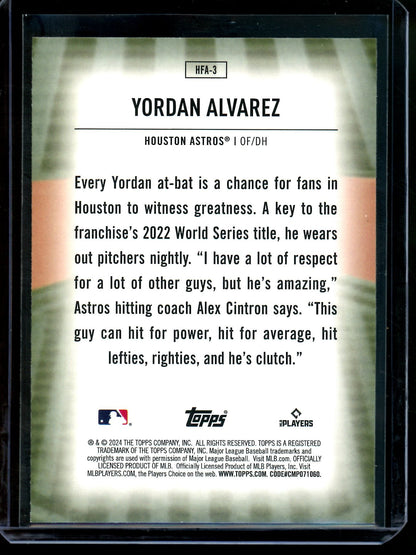 2024 Topps Series One Yordan Alvarez Home Field Advantage Astros