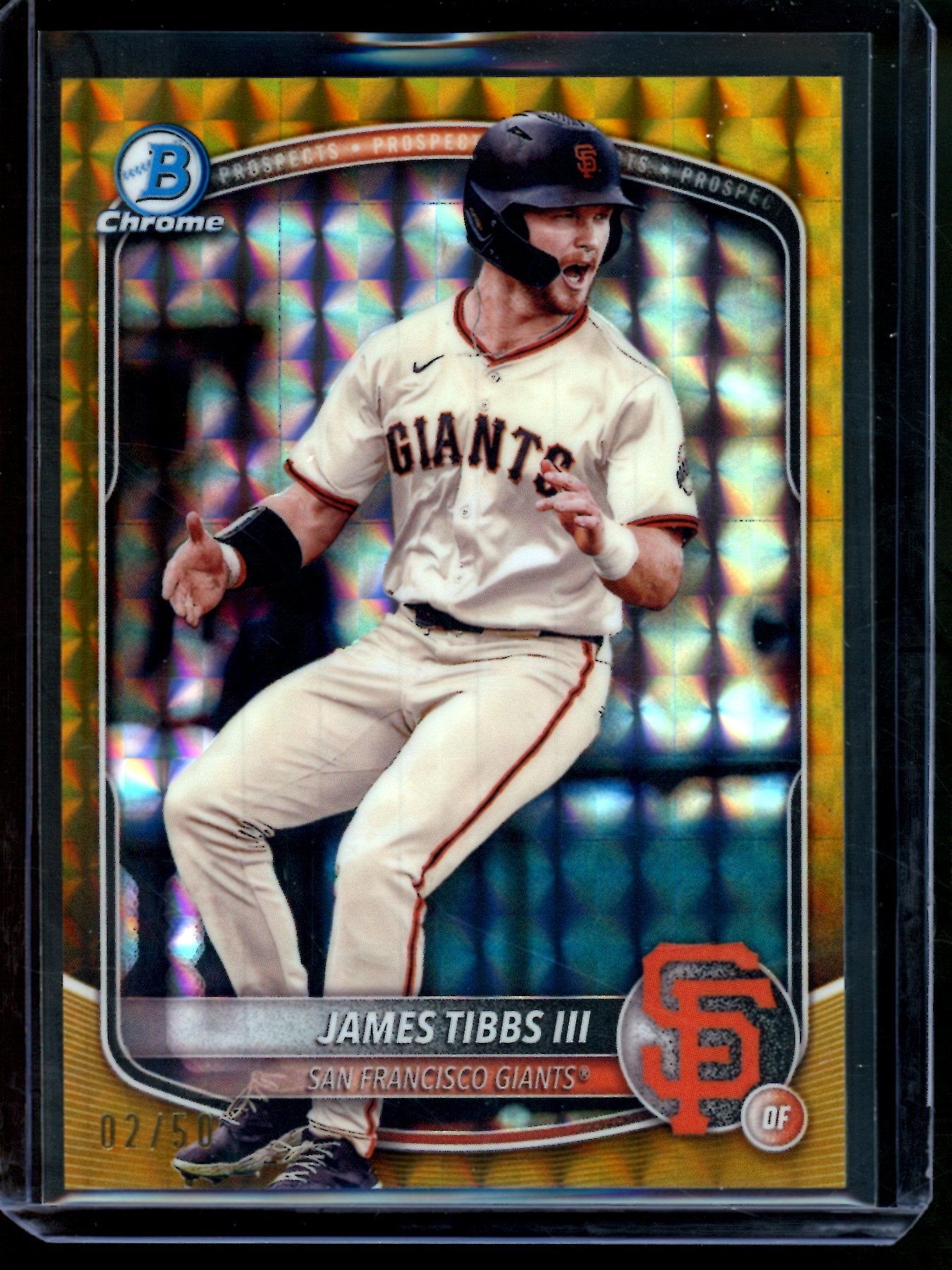 2025 Bowman Chrome James Tibbs III Gold Geometric Refractor /50 Giants