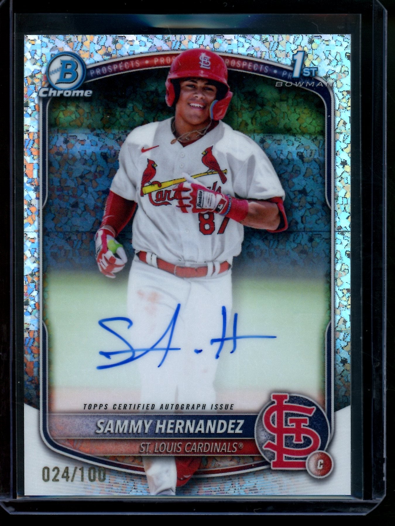 2025 Bowman Chrome Sammy Hernandez 1st Autograph Mini Diamond /100 Cardinals