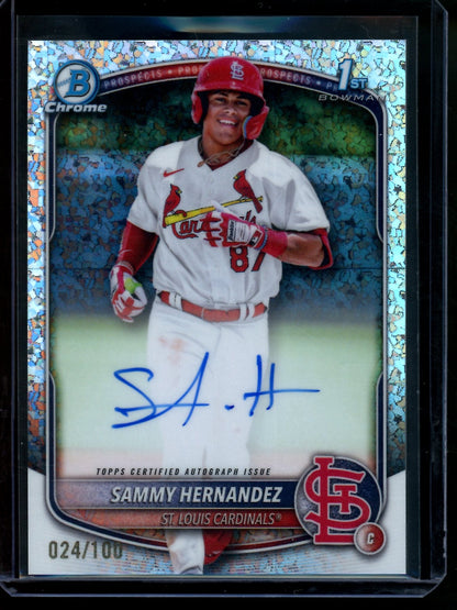 2025 Bowman Chrome Sammy Hernandez 1st Autograph Mini Diamond /100 Cardinals