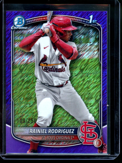 2025 Bowman Chrome Rainiel Rodriguez 1st Purple Shimmer Refractor /250 Cardinals