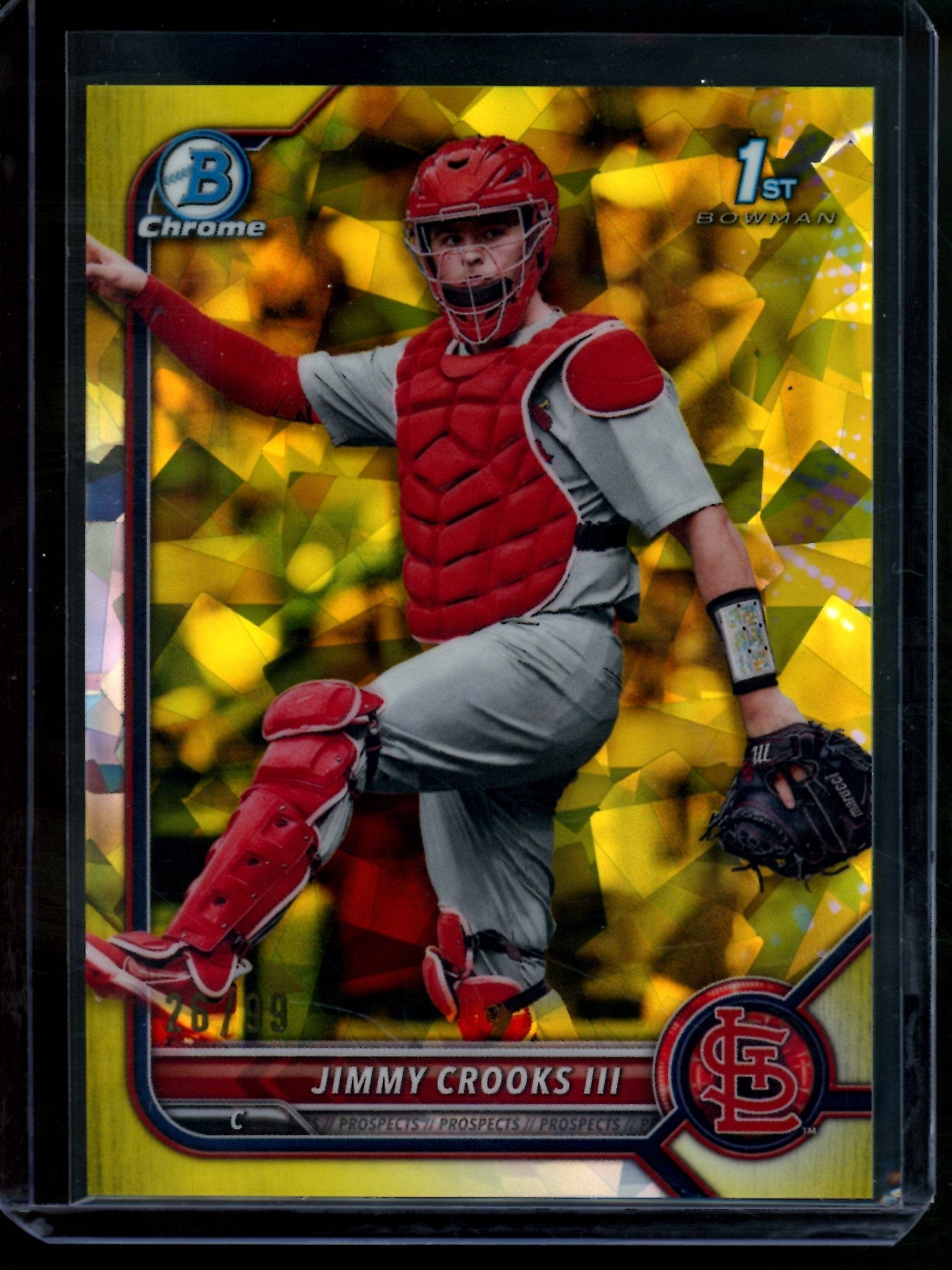 2022 Bowman Sapphire Jimmy Crooks III 1st Yellow Refractor /99 Cardinals