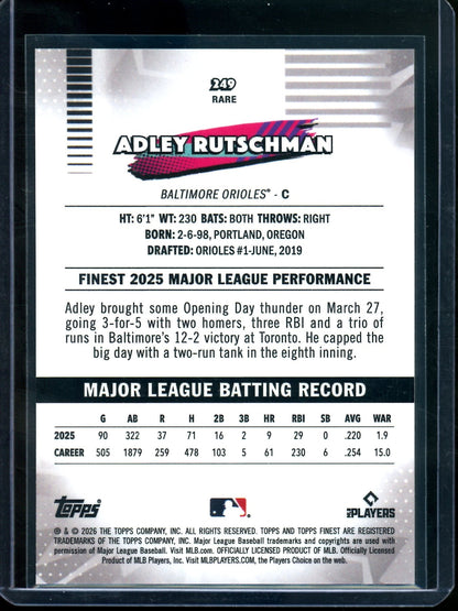 2026 Topps Finest Adley Rutschman Rare Gold Geometric /50 Orioles