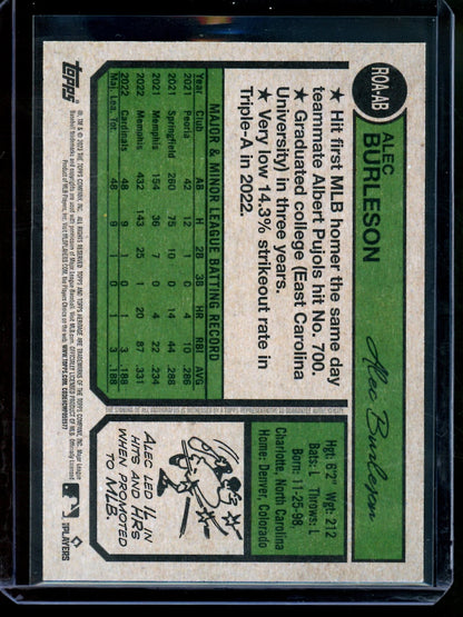 2023 Topps Heritage Alec Burleson Rookie Autograph Cardinals