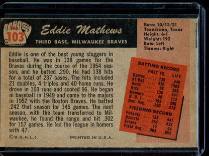 1955 Topps Eddie Mathews #103 Braves