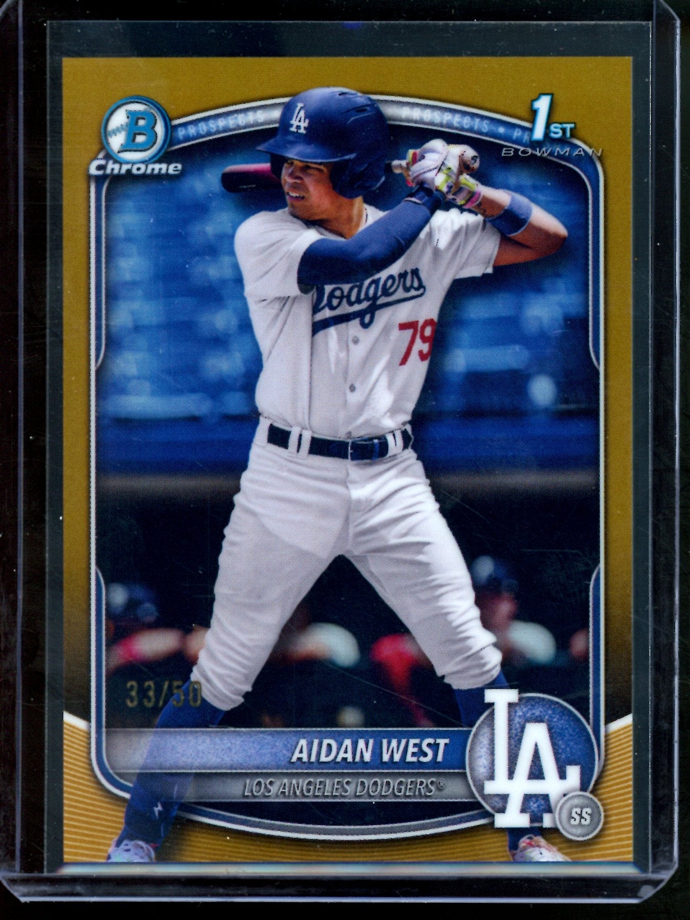 2025 Bowman Chrome Aidan West 1st Gold Refractor /50 Dodgers