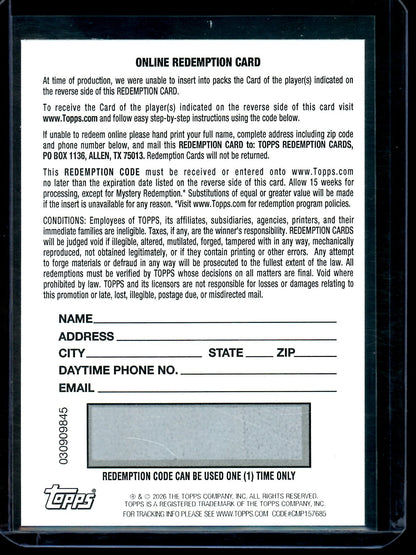 2026 Bowman Chrome Deniel Ortiz Autograph Refractor Variation Redemption Cardinals