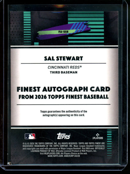 2026 Topps Finest Sal Stewart Gold Refractor Rookie Autograph /50 Reds