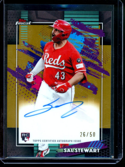 2026 Topps Finest Sal Stewart Gold Refractor Rookie Autograph /50 Reds